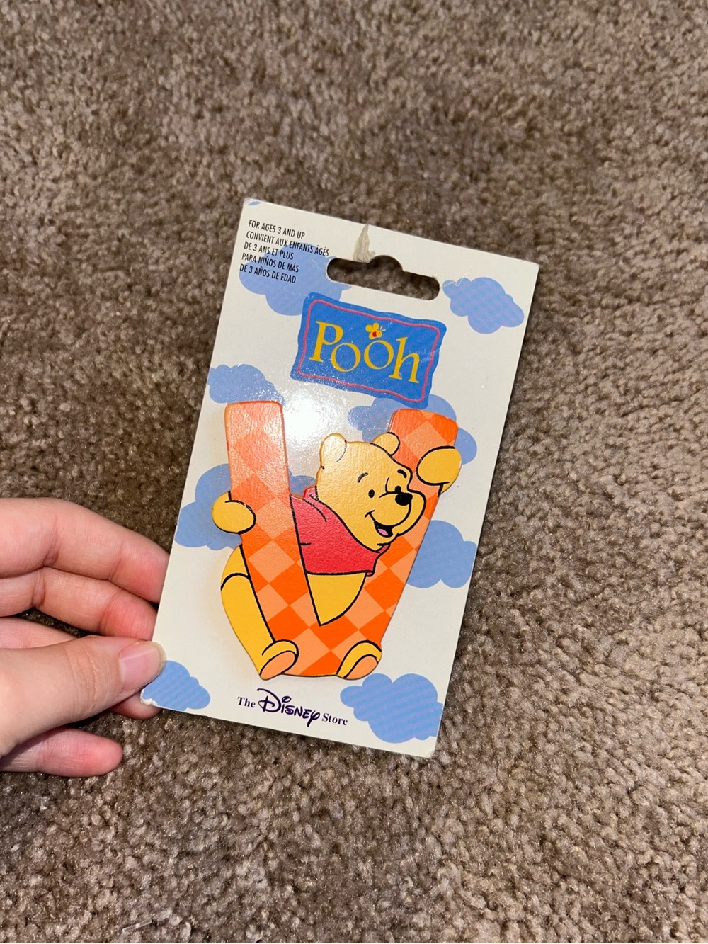 Vtg 90s Disney Winnie the Pooh Orange Checker Letter V Multipurpose Accessory